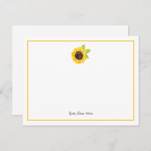 Handgemalte Wasserfarben-Sonnenblume Mitteilungskarte (Vorne/Hinten)