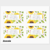 Handgemalte Wasserfarben Sonnenblumen Bouquet-Etik Rechteckiger Aufkleber (Blatt)