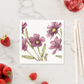 Handgemalte Wasserfarben, violette Blumen und Blät Serviette (Beispiel)