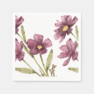 Handgemalte Wasserfarben, violette Blumen und Blät Serviette