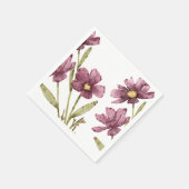 Handgemalte Wasserfarben, violette Blumen und Blät Serviette (Ecke)