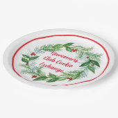Handgemalte Wasserfarben-Weihnachts-Kranz Pappteller (Schrägansicht)