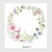 Handgemalte Wasserfarben, Wilde Blume Kränrahmen Aufkleber (Blatt)