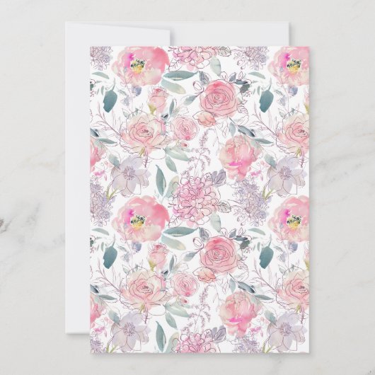 Handgemalte Wasserfarbenduft-Blütenhochzeit Einladung (Rückseite)