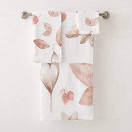 Handgemalte Wasserfarbenelemente in Herbstfarben Badhandtuch Set