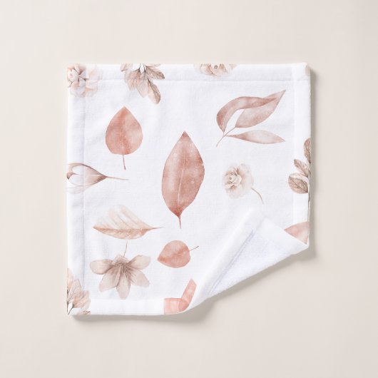 Handgemalte Wasserfarbenelemente in Herbstfarben Badhandtuch Set (Waschlappen)