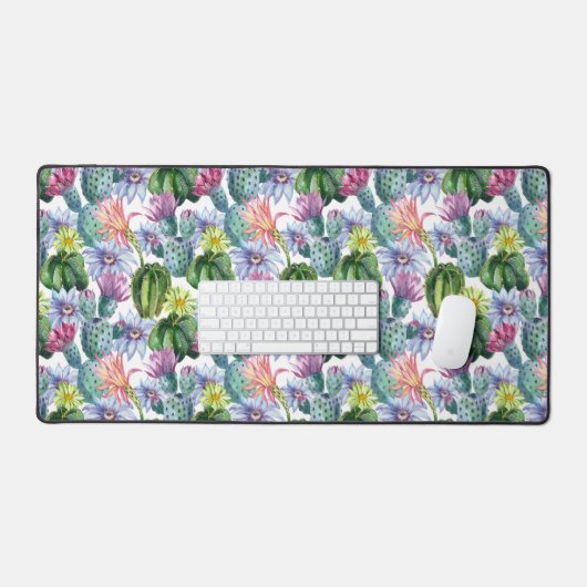 Handgemalte Wasserfarbenkaktus Muster 2 Schreibtischunterlage (Tastatur & Maus)