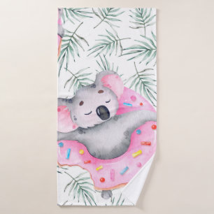 Handgemalte Wasserfarbenmuster mit Koala tropica Badehandtuch