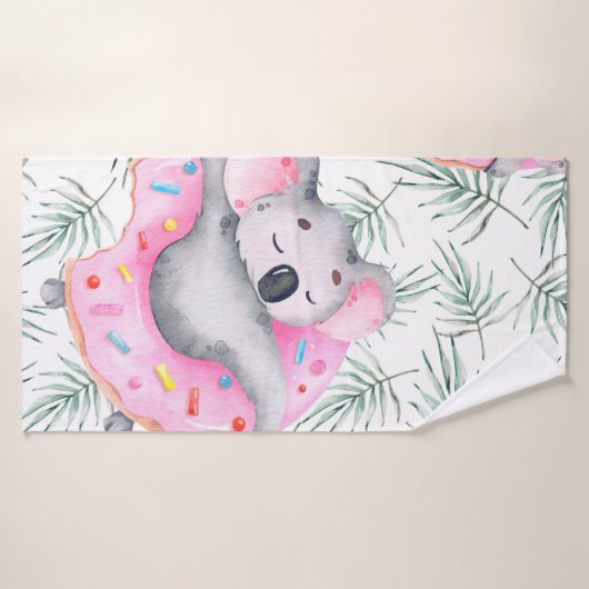 Handgemalte Wasserfarbenmuster mit Koala tropica Badehandtuch (Badehandtuch)