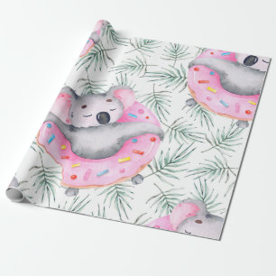 Handgemalte Wasserfarbenmuster mit Koala tropica Geschenkpapier
