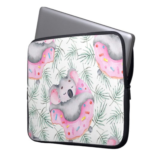 Handgemalte Wasserfarbenmuster mit Koala tropica Laptopschutzhülle (Vorderseite Links)