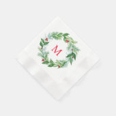 Handgemalte Wasserfarbenwelt Wreath mit Initial Serviette (Ecke)