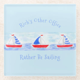 Handgemalte Watercolor Segelboote segeln eher Glasuntersetzer