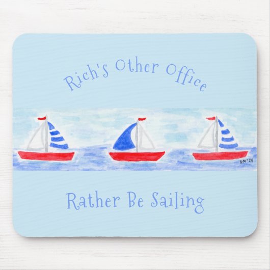 Handgemalte Watercolor Segelboote segeln eher Mousepad (Vorne)