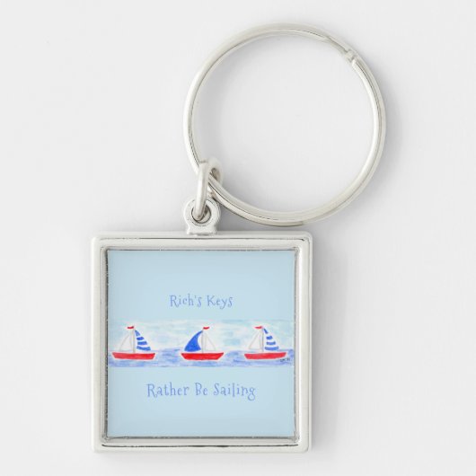 Handgemalte Watercolor Segelboote segeln eher Schlüsselanhänger (Vorne)