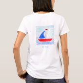 Handgemalte Watercolor Segelboote segeln eher T-Shirt (Rückseite)