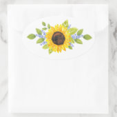Handgemalte Watercolor Sonnenblumenschwämme Ovaler Aufkleber (Tasche)