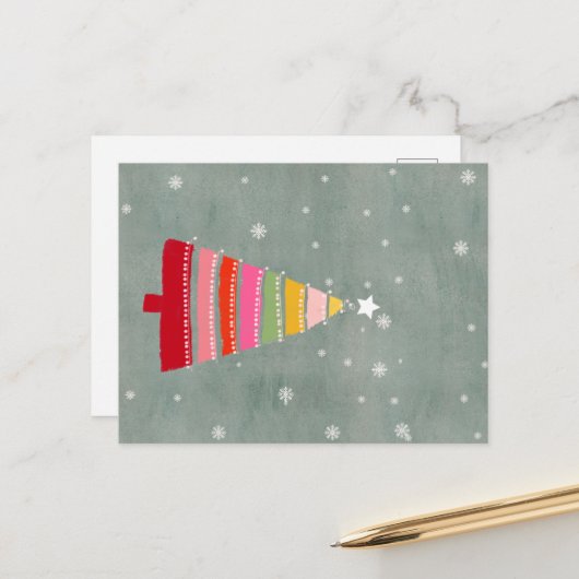 Handgemalte Weihnachtsbaum Feiertagspostkarte (Vorderseite/Rückseite Beispiel)
