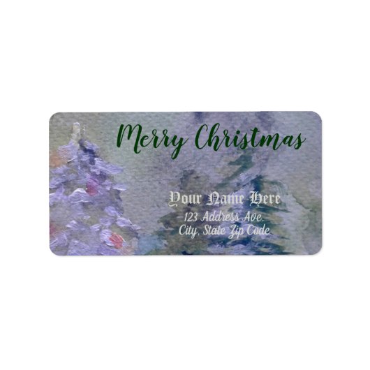Handgemalte Weihnachtsbaum-Rücksendeadresse Adressaufkleber (Vorne)