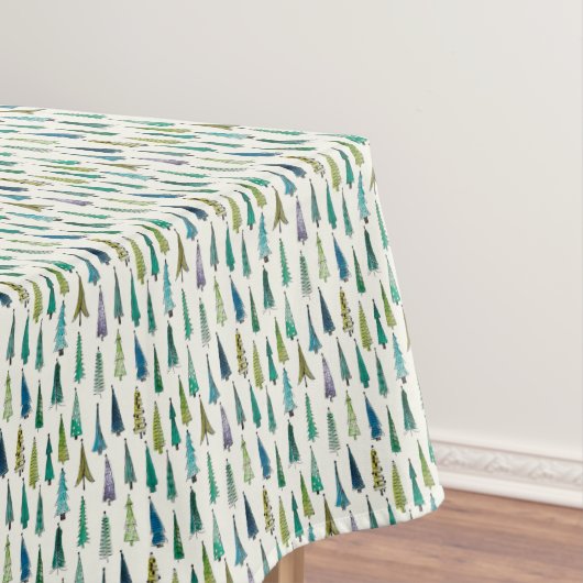 Handgemalte Weihnachtsbaume in Wasserfarbe Tischdecke (Beispiel)