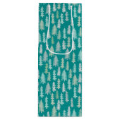 Handgemalte Weihnachtsbaumen Aqua White Blue Aquam Geschenktüte Für Weinflaschen (Vorderseite)