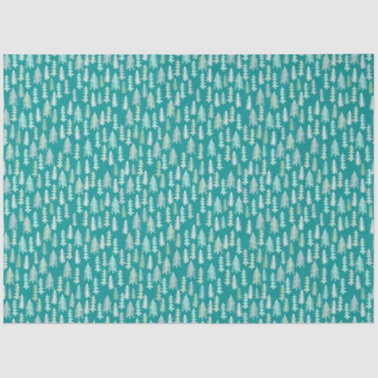 Handgemalte Weihnachtsbaumen Aqua White Blue Aquam Seidenpapier (Vorderseite)