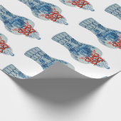 Handgemalte Weihnachtsblauer und Weiße Ingwer Jar Geschenkpapier (Ecke)