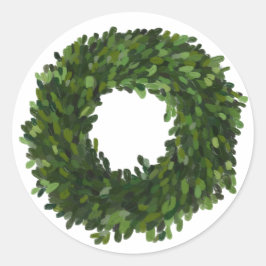 Handgemalte Weihnachtsfeiertage aus Boxwood Runder Aufkleber
