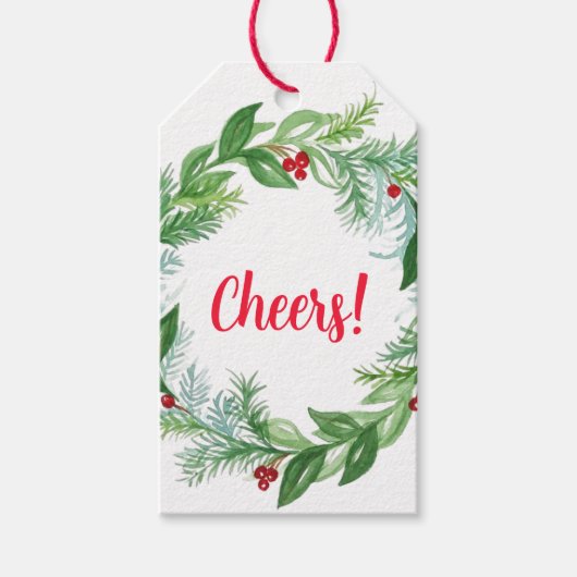 Handgemalte Weihnachtsfeiertage Wreath Geschenkanhänger (Vorderseite)