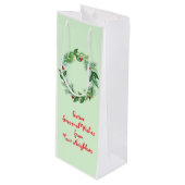 Handgemalte Weihnachtsfeiertage Wreath Geschenktüte Für Weinflaschen (Vorderseite Schrägansicht)