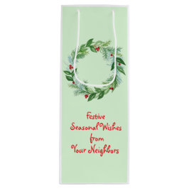 Handgemalte Weihnachtsfeiertage Wreath Geschenktüte Für Weinflaschen