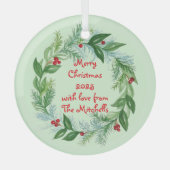 Handgemalte Weihnachtsfeiertage Wreath Ornament Aus Glas (Vorderseite)