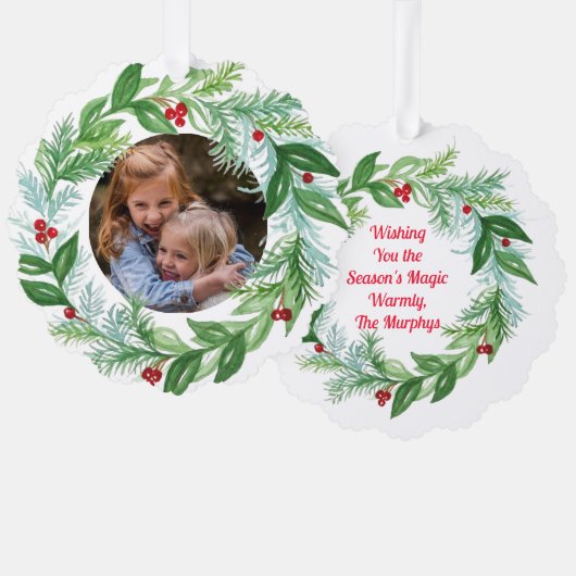 Handgemalte Weihnachtsfeiertage Wreath Ornament Karte (Vorderseite/Rückseite)