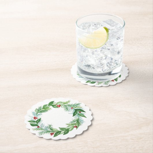 Handgemalte Weihnachtsfeiertage Wreath Untersetzer (Vor Ort)
