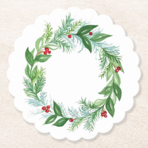 Handgemalte Weihnachtsfeiertage Wreath Untersetzer