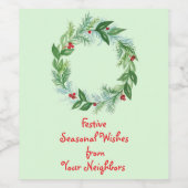 Handgemalte Weihnachtsfeiertage Wreath Weinetikett (Einzelnes Label)