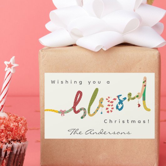 Handgemalte Weihnachtsgrüßaufkleber Rechteckiger Aufkleber