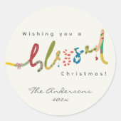 Handgemalte Weihnachtsgrüßaufkleber Runder Aufkleber (Vorderseite)