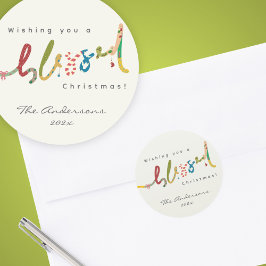 Handgemalte Weihnachtsgrüßaufkleber Runder Aufkleber