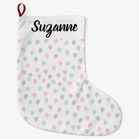 Handgemalte Weihnachtskiefer Cones Multicolor Großer Weihnachtsstrumpf (Vorderseite)