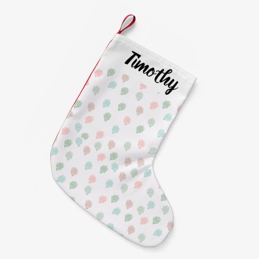 Handgemalte Weihnachtskiefer Cones Multicolor Kleiner Weihnachtsstrumpf (Vorderansicht (hängend))