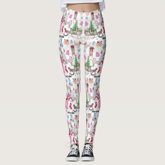 Handgemalte Weihnachtsmärchen Leggings (Vorderseite)