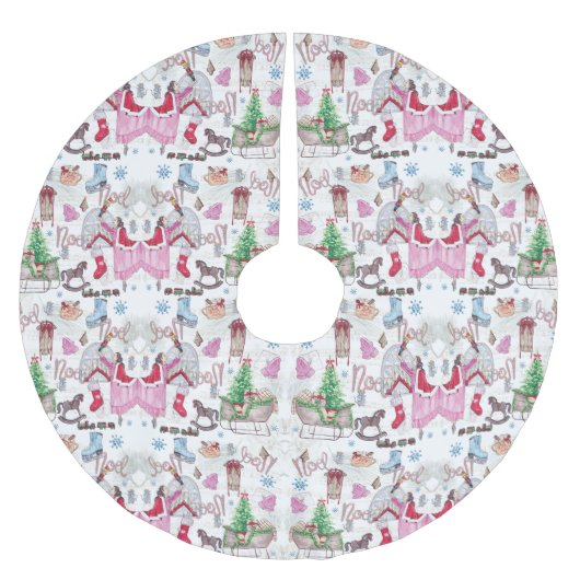 Handgemalte Weihnachtsmärchen Polyester Weihnachtsbaumdecke (Vorderseite)