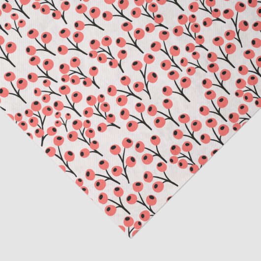 Handgemalte Weihnachtszweige Berries Red White Seidenpapier (Detail)