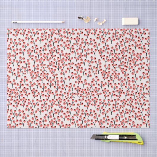 Handgemalte Weihnachtszweige Berries Red White Seidenpapier (Handwerk)