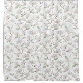 Handgemalte weiße Magnolia auf Alabaster White Duschvorhang (Vorderseite)