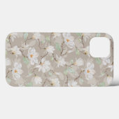 Handgemalte weiße Magnolia auf blütige Beige Case-Mate iPhone Hülle (Rückseite (Horizontal))