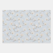 Handgemalte weiße Magnolia auf Pastellblau Geschenkpapier Set (Vorderseite 2)