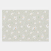 Handgemalte weiße Magnolia auf Pastellgrün Geschenkpapier Set (Vorderseite 3)