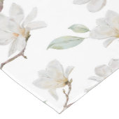 Handgemalte weiße Magnolia auf Weiß Kurzer Tischläufer (Ecke)